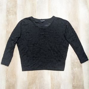Rock and Republic Black Long Sleeve Distressed Top